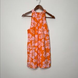 J. Crew Orange and Pink Floral Halter Mini Shift Dress Size 2